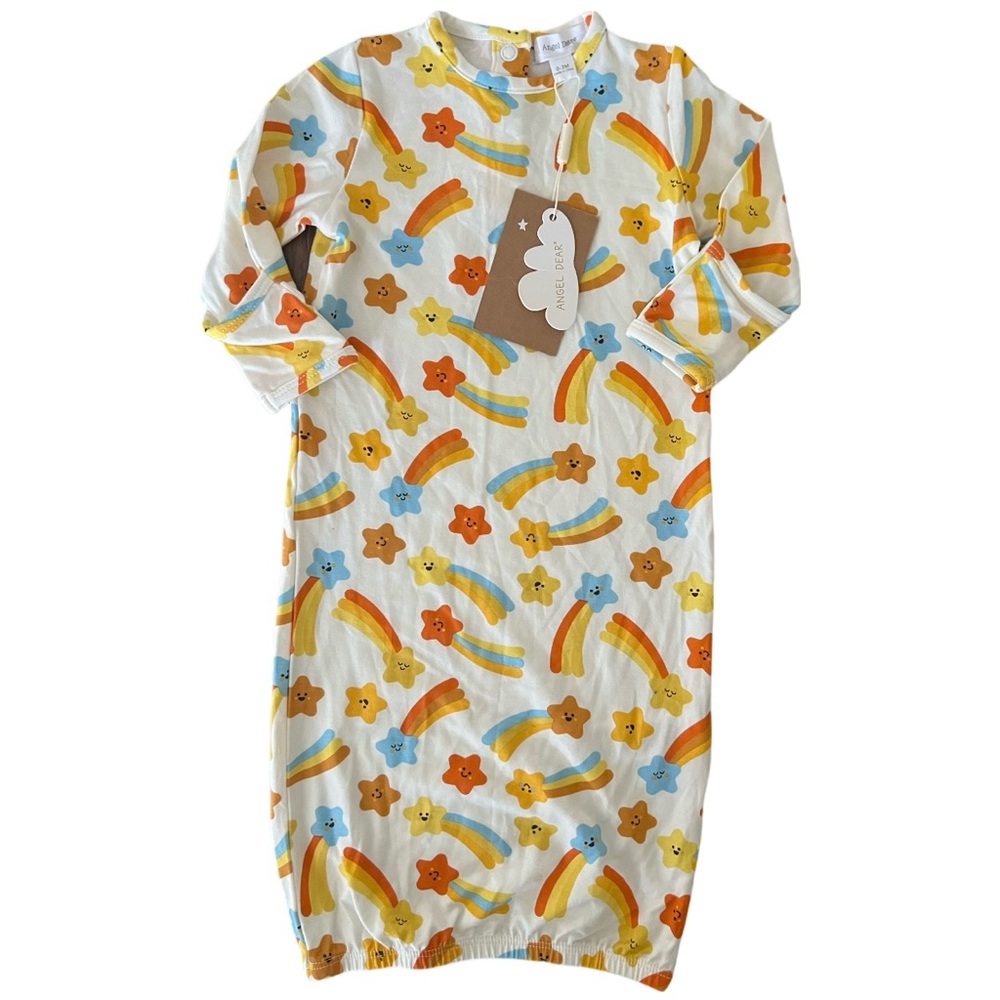 Angel Dear NWT Bamboo Sleeper Gown Colorful Shooting Star Size 0-3M